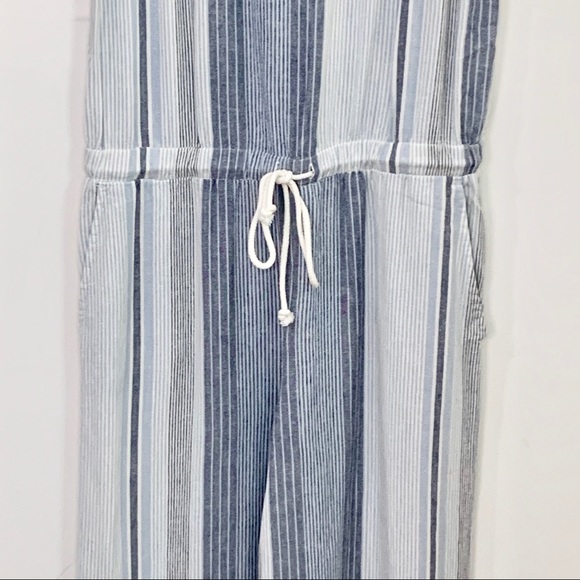 NWOT CLOTH & STONE Open-Back Stripe Linen Jumpsuit - Picture 4 of 13